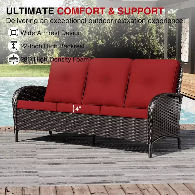 UPTIOT Outdoor Patio Conversation Set with Fire Pit Table & Convertible Seating
