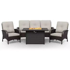 UPTIOT Outdoor Patio Conversation Set with Fire Pit Table & Convertible Seating