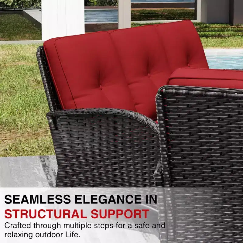UPTIOT Outdoor Patio Conversation Set with Fire Pit Table & Convertible Seating