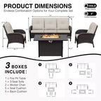 UPTIOT Outdoor Patio Conversation Set with Fire Pit Table & Convertible Seating