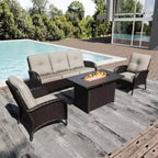 UPTIOT Outdoor Patio Conversation Set with Fire Pit Table & Convertible Seating