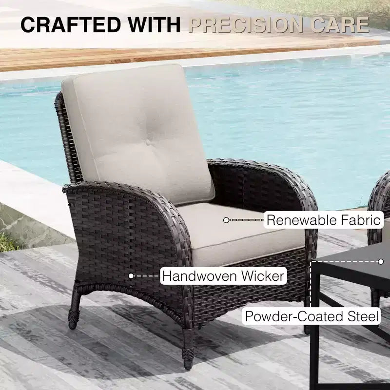 UPTIOT Outdoor Patio Conversation Set with Fire Pit Table & Convertible Seating