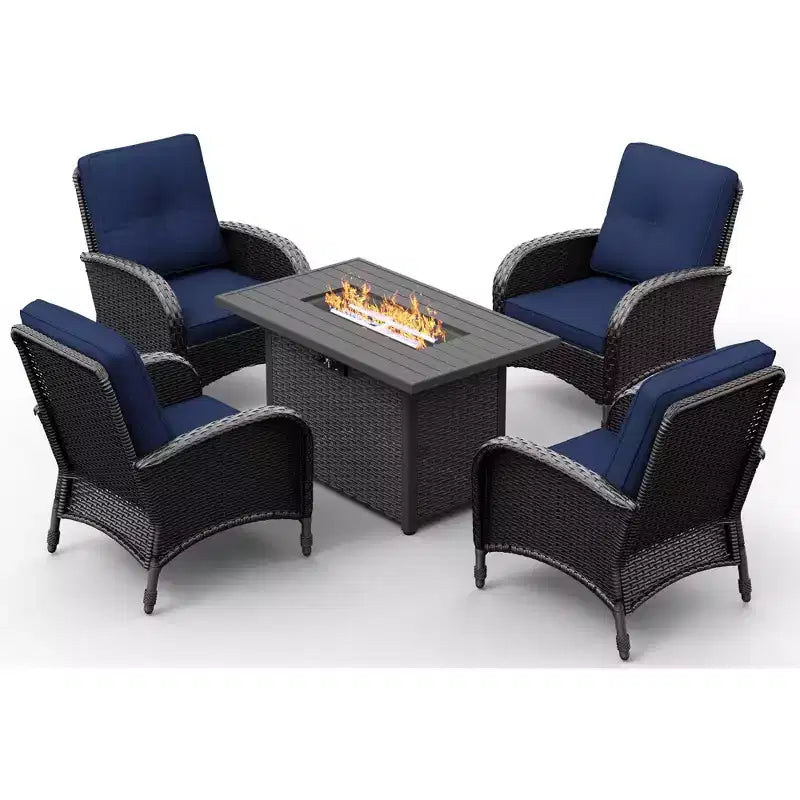 UPTIOT Outdoor Wicker Chairs with Convertible Fire Pit Table for Patio Relaxation