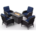 UPTIOT Outdoor Wicker Chairs with Convertible Fire Pit Table for Patio Relaxation