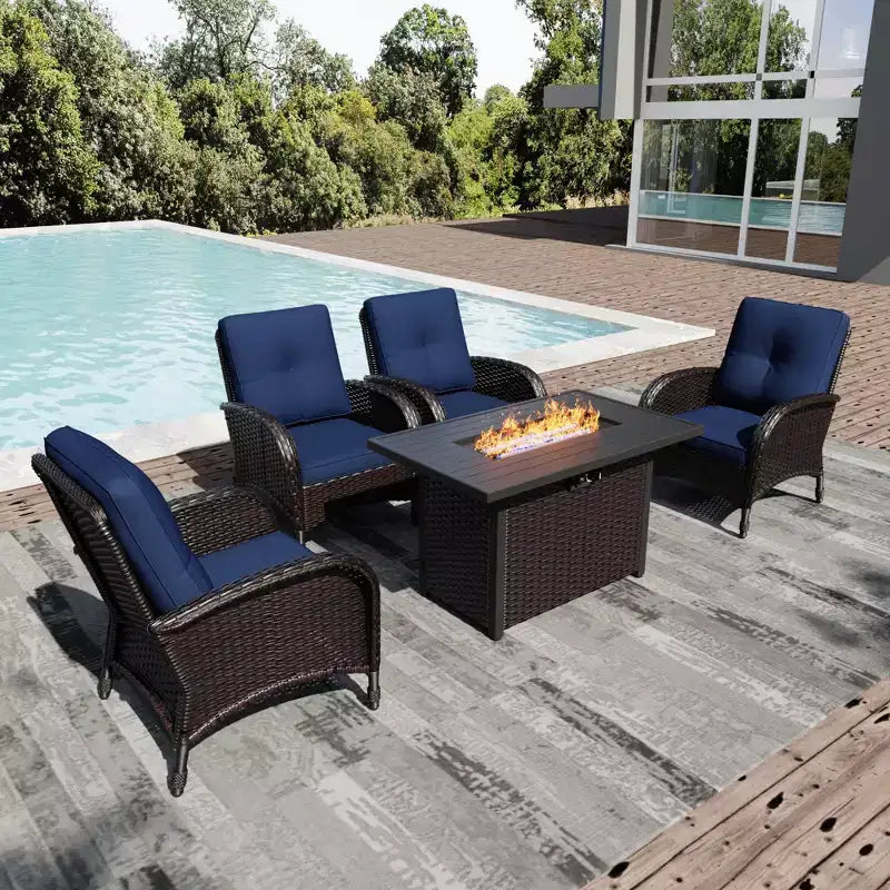 UPTIOT Outdoor Wicker Chairs with Convertible Fire Pit Table for Patio Relaxation