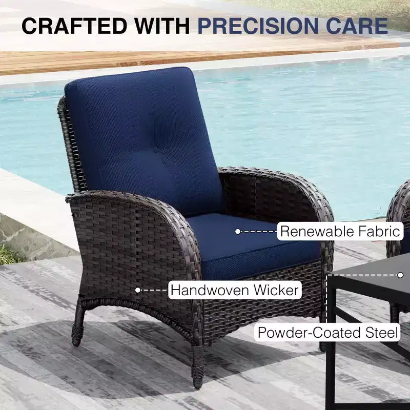 UPTIOT Outdoor Wicker Chairs with Convertible Fire Pit Table for Patio Relaxation