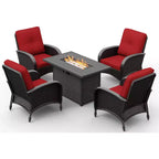 UPTIOT Outdoor Wicker Chairs with Convertible Fire Pit Table for Patio Relaxation