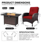 UPTIOT Outdoor Wicker Chairs with Convertible Fire Pit Table for Patio Relaxation