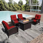 UPTIOT Outdoor Wicker Chairs with Convertible Fire Pit Table for Patio Relaxation