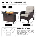 UPTIOT Outdoor Wicker Chairs with Convertible Fire Pit Table for Patio Relaxation