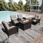 UPTIOT Outdoor Wicker Chairs with Convertible Fire Pit Table for Patio Relaxation