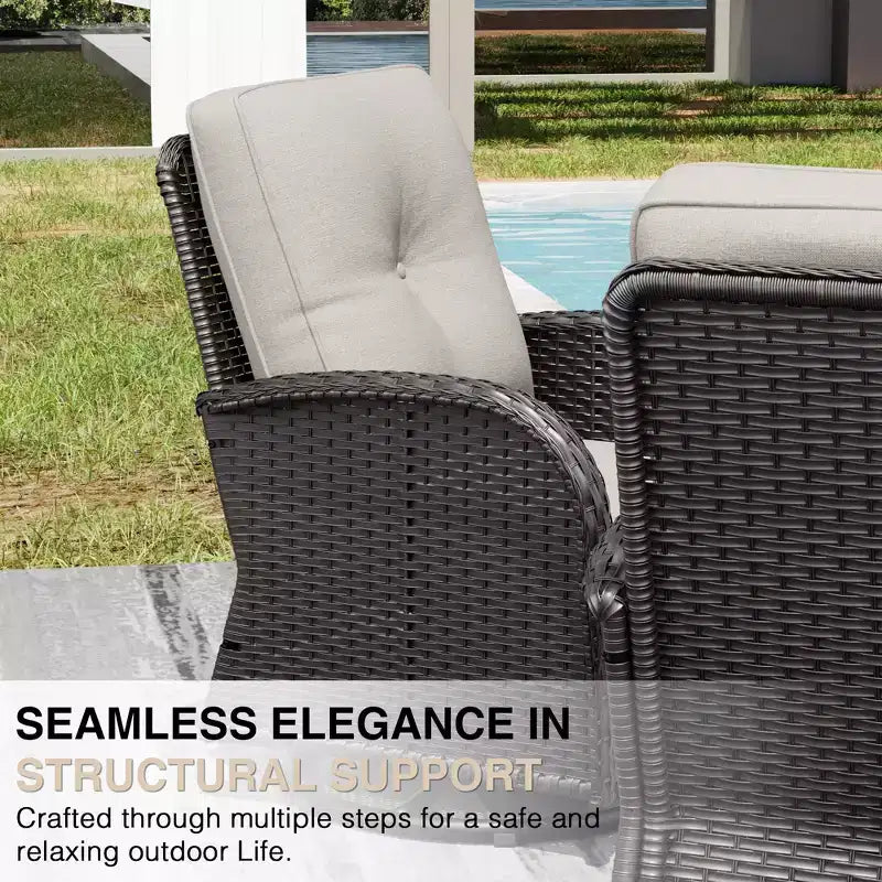 UPTIOT Outdoor Wicker Chairs with Convertible Fire Pit Table for Patio Relaxation