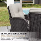 UPTIOT Outdoor Wicker Chairs with Convertible Fire Pit Table for Patio Relaxation