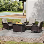 UPTIOT Outdoor Wicker Chairs with Convertible Fire Pit Table for Patio Relaxation