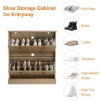 Meuble à chaussures avec 2 tiroirs pivotants - Meuble de rangement d'entrée étroit cannelé - Étagères réglables et amovibles - Organisateur de chaussures moderne autoportant