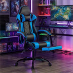 Chaise de jeu avec repose-pieds, chaise d'ordinateur ergonomique avec appuie-tête et support lombaire, chaise de jeu respirante et réglable en hauteur pour la maison et le bureau