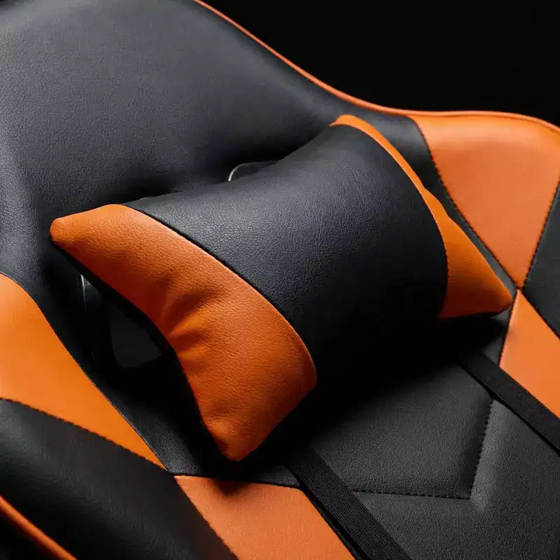 Chaise de jeu avec repose-pieds, chaise d'ordinateur ergonomique avec appuie-tête et support lombaire, chaise de jeu respirante et réglable en hauteur pour la maison et le bureau