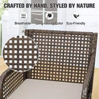 EAGLE PEAK Outdoor Dining Sets, Patio Table Set with Umbrella Hole, 2 Chairs and Bench, Brown/Beige