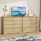 Wooden Dresser with 8 Drawers,Modern Closet with Deep Storage, Large Chest of Drawers, Long Storage Dresser for Bedroom, Living Room, Hallway