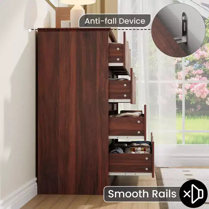 Wooden Dresser with 8 Drawers,Modern Closet with Deep Storage, Large Chest of Drawers, Long Storage Dresser for Bedroom, Living Room, Hallway
