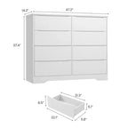 Wooden Dresser with 8 Drawers,Modern Closet with Deep Storage, Large Chest of Drawers, Long Storage Dresser for Bedroom, Living Room, Hallway