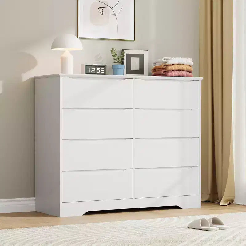 Wooden Dresser with 8 Drawers,Modern Closet with Deep Storage, Large Chest of Drawers, Long Storage Dresser for Bedroom, Living Room, Hallway