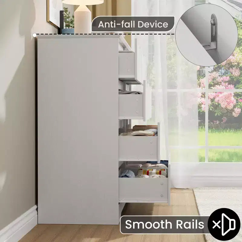Wooden Dresser with 8 Drawers,Modern Closet with Deep Storage, Large Chest of Drawers, Long Storage Dresser for Bedroom, Living Room, Hallway
