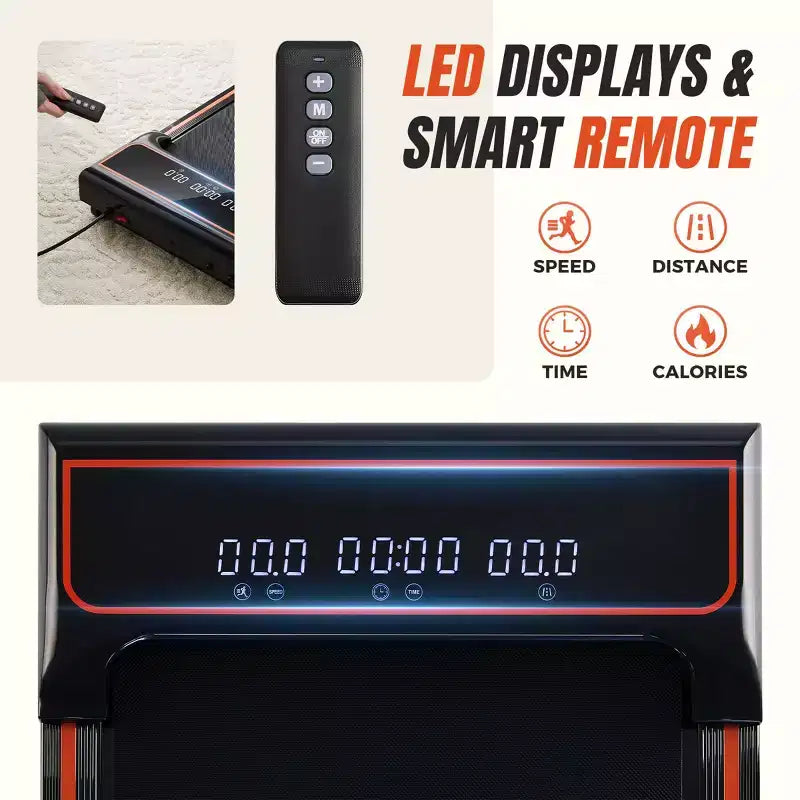 Tapis de course compact sans bras JIONJOY : Marcheur silencieux sous le bureau pour petits espaces, mince et portable - Idéal pour le bureau à domicile et l'entraînement en appartement