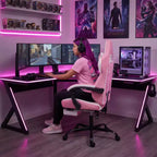 LauKingdom Gaming Chair with Footrest, Ergonomic High-Back Gamer Chair, Adjustable Headrest & Lumbar, PU Leather Racing Style for Office & Home