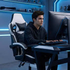 LauKingdom Gaming Chair with Footrest, Ergonomic High-Back Gamer Chair, Adjustable Headrest & Lumbar, PU Leather Racing Style for Office & Home