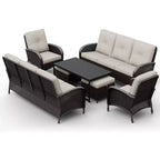 UPTIOT Outdoor Modular Sectional Set with 2 Sofas, Chairs, Ottomans & Weatherproof Coffee Table