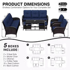 UPTIOT Outdoor Modular Sectional Set with 2 Sofas, Chairs, Ottomans & Weatherproof Coffee Table
