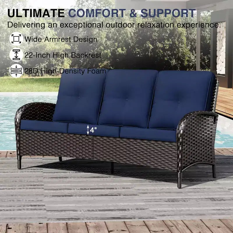 UPTIOT Outdoor Modular Sectional Set with 2 Sofas, Chairs, Ottomans & Weatherproof Coffee Table