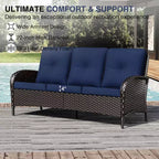 UPTIOT Outdoor Modular Sectional Set with 2 Sofas, Chairs, Ottomans & Weatherproof Coffee Table