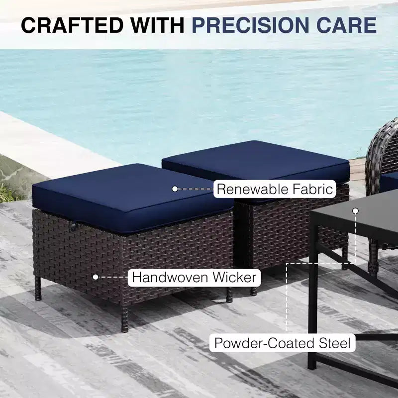 UPTIOT Outdoor Modular Sectional Set with 2 Sofas, Chairs, Ottomans & Weatherproof Coffee Table