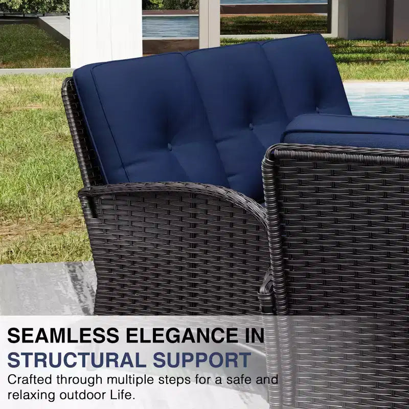 UPTIOT Outdoor Modular Sectional Set with 2 Sofas, Chairs, Ottomans & Weatherproof Coffee Table