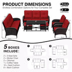UPTIOT Outdoor Modular Sectional Set with 2 Sofas, Chairs, Ottomans & Weatherproof Coffee Table