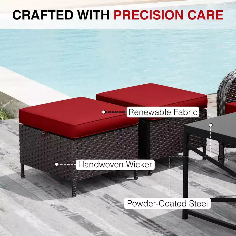 UPTIOT Outdoor Modular Sectional Set with 2 Sofas, Chairs, Ottomans & Weatherproof Coffee Table