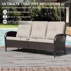 UPTIOT Outdoor Modular Sectional Set with 2 Sofas, Chairs, Ottomans & Weatherproof Coffee Table