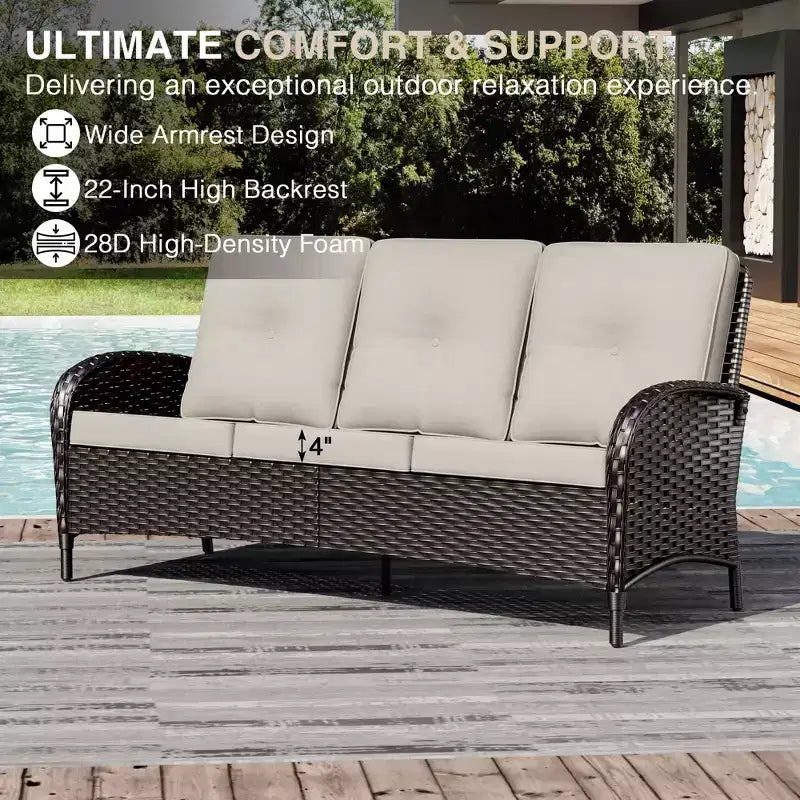 UPTIOT Outdoor Modular Sectional Set with 2 Sofas, Chairs, Ottomans & Weatherproof Coffee Table