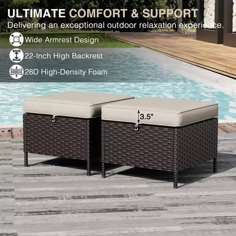 UPTIOT Outdoor Modular Sectional Set with 2 Sofas, Chairs, Ottomans & Weatherproof Coffee Table