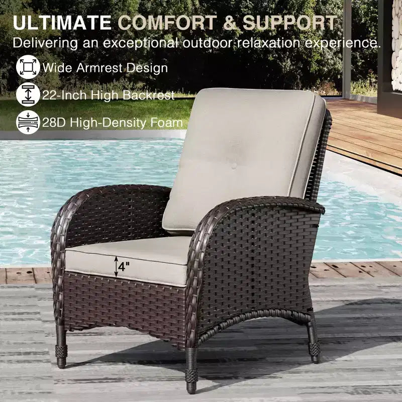 UPTIOT Outdoor Modular Sectional Set with 2 Sofas, Chairs, Ottomans & Weatherproof Coffee Table