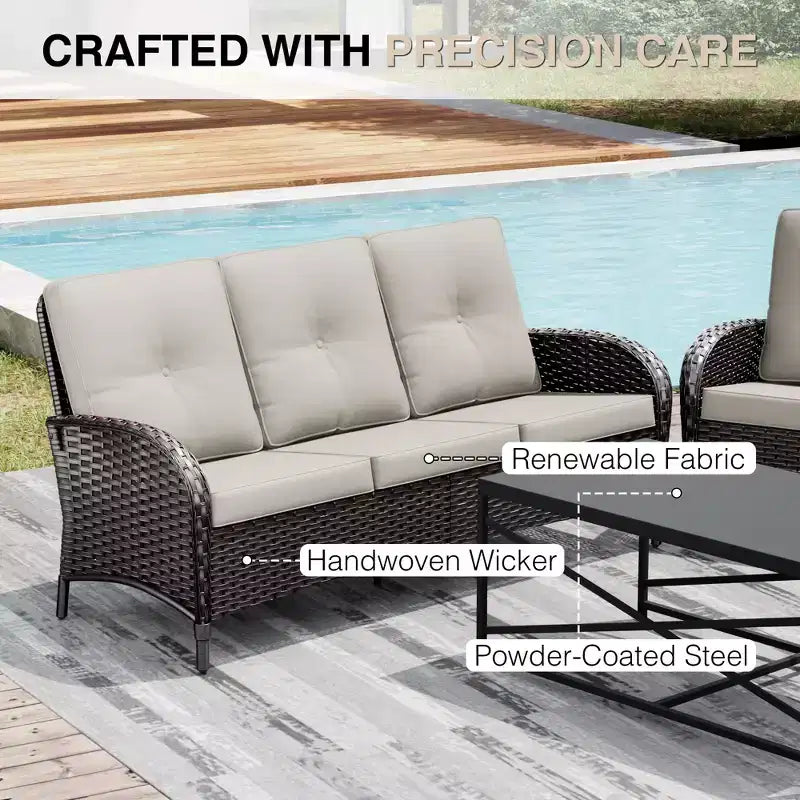 UPTIOT Outdoor Modular Sectional Set with 2 Sofas, Chairs, Ottomans & Weatherproof Coffee Table