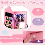 Costway Kids Jewelry Armoire with 3-Color Lighted Full Length Mirror & Inside Led Lights White/Pink