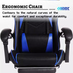 PU Gaming Chair with Reclining Backrest and Retractable Footrest, High Back Swivel Computer Desk Chair for Gamers & Home Office-Panipeachy