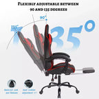 PU Gaming Chair with Reclining Backrest and Retractable Footrest, High Back Swivel Computer Desk Chair for Gamers & Home Office-Panipeachy