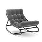 2PCS Oversized Papasan Rocking Chair, Modern Egg Chair with Plush Cushion, Sturdy Indoor Lounge Recliner for Living Room, Bedroom & Covered Porch