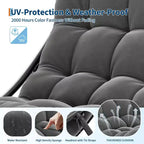 2PCS Oversized Papasan Rocking Chair, Modern Egg Chair with Plush Cushion, Sturdy Indoor Lounge Recliner for Living Room, Bedroom & Covered Porch