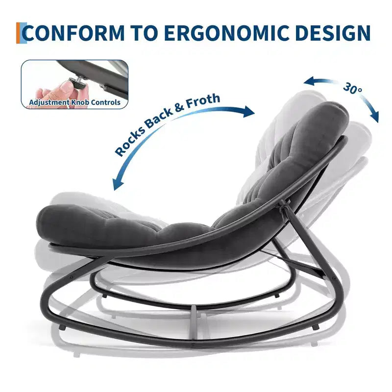 2PCS Oversized Papasan Rocking Chair, Modern Egg Chair with Plush Cushion, Sturdy Indoor Lounge Recliner for Living Room, Bedroom & Covered Porch