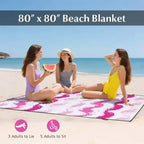 Costway 4 PCS Beach Umbrella Set with 2 Foldable Chairs & Picnic Blanket, Tilt Mechanism Blue/Pink
